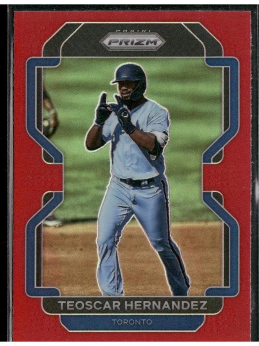 Teoscar Hernandez 2022 Panini Prizm Red Blue Jays Dodgers Baseball Card